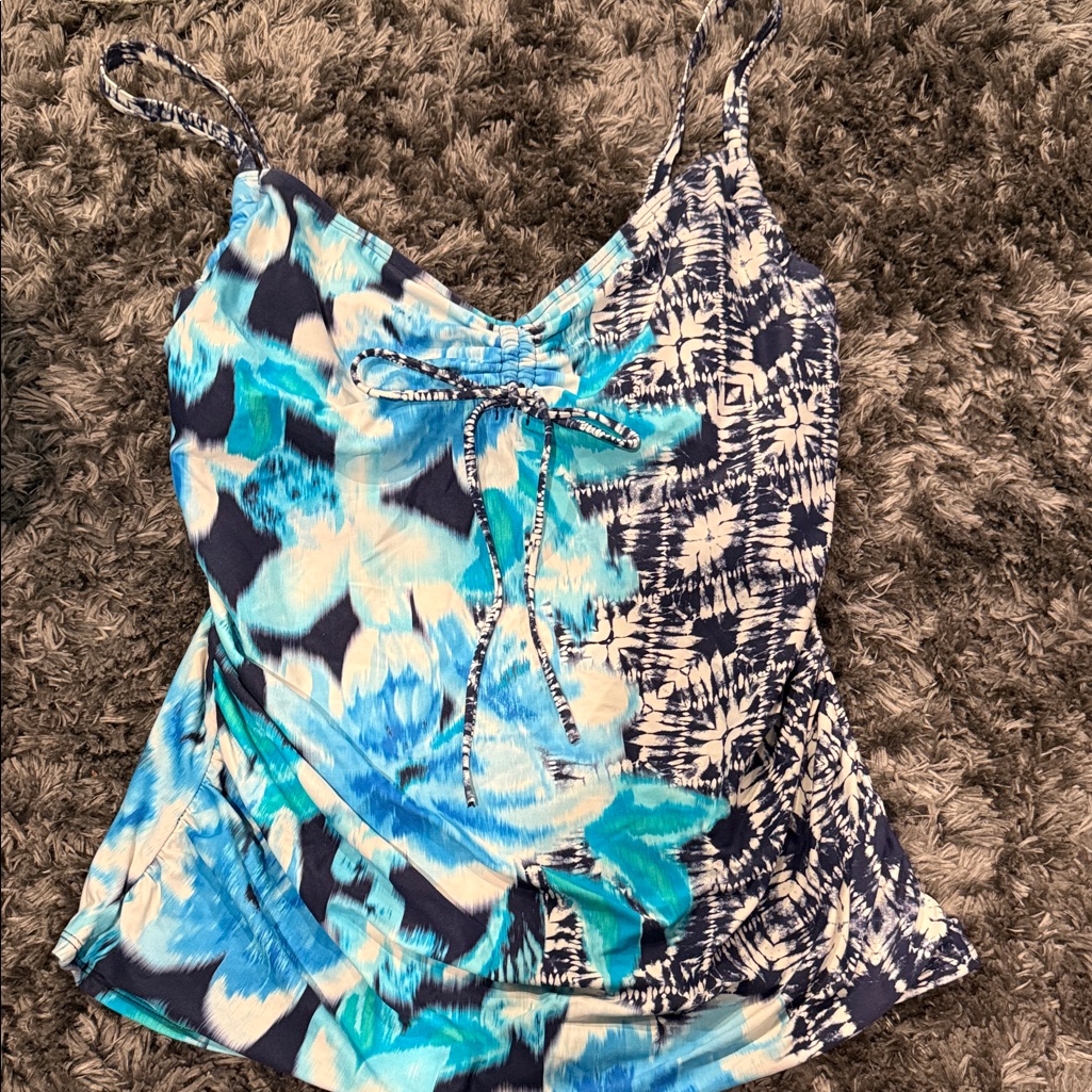 Beach House Blue And White Floral Tankini